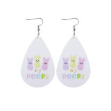 Easter Earrings Leather Waterdrop Double Sided Print Earrings Cross Border Bunny Egg Earrings