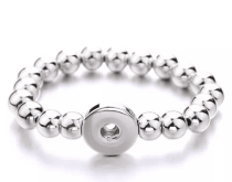 1 buttons Silver beads Elasticity  bracelet fit18&20MM  snaps jewelry