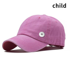Children's washed cotton solid color light board baseball cap fit 18mm snap button jewelry
