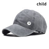 Children's washed cotton solid color light board baseball cap fit 18mm snap button jewelry