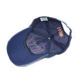 Classic italic W letter embroidered baseball cap washed, old and not faded outdoor sun hat fit 18mm snap button jewelry