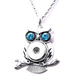 owl Necklace 80CM chain  metal  fit 20MM chunks snap button jewelry