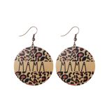 Mother's Day PU Leather Earrings Double-sided Print Flower Mom Leopard Print Water Drop Love Heart