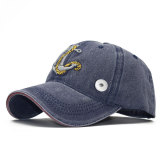 Washed Embroidered Denim Baseball Hat Outdoor Summer Men's Peaked Cap fit 18mm snap button jewelry