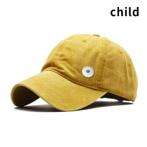 Children's washed cotton solid color light board baseball cap fit 18mm snap button jewelry