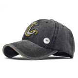 Washed Embroidered Denim Baseball Hat Outdoor Summer Men's Peaked Cap fit 18mm snap button jewelry