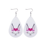 Easter Earrings Leather Waterdrop Double Sided Print Earrings Cross Border Bunny Egg Earrings