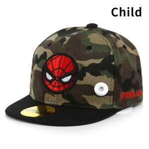 Children's baseball cap camouflage flat brim hip-hop hat hip-hop hat fit 18mm snap button jewelry