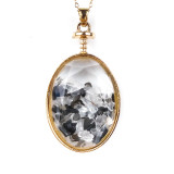 oval cut pendant Natural stone rough stone crushed stone polishing Crystal blue gold tourmaline