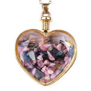 Love pendant Natural stone rough stone crushed stone polishing Crystal blue gold tourmaline peach heart drift bottle
