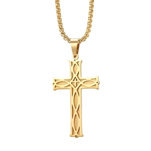 60CM Irish Knot Cross Stainless Steel Pendant Necklace