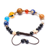 Universe Galaxy Solar System Eight Planets Bracelet Agate Natural Stone Adjustable Bracelet