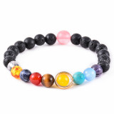 Universe Galaxy Solar System Eight Planets Bracelet Agate Natural Stone Adjustable Bracelet