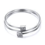 Three-color stainless steel double-layer cable bracelet with adjustable opening