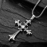 60CM Gothic Cross Diamond Stainless Steel Pendant Necklace