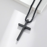 60CM Stainless Steel Frosted Cross Necklace