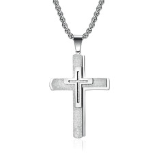 60CM Three Layer Cross Stainless Steel Necklace