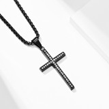 60CM Diamond Stainless Steel Cross Necklace