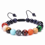 Universe Galaxy Solar System Eight Planets Bracelet Agate Natural Stone Adjustable Bracelet