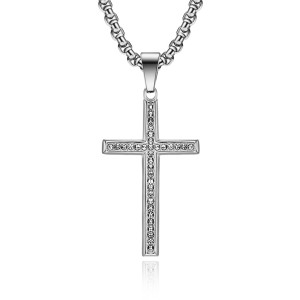60CM Diamond Stainless Steel Cross Necklace