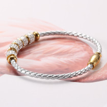 Stainless Steel Braided Leather Bracelet