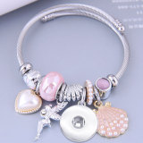 Stainless Steel Bracelet Hand Beaded Love Angel Shell Pearls fit 20MM chunks snaps jewelry
