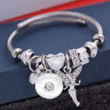 Stainless Steel Adjustable Bracelet Love Crystal Angel Girl Bracelet fit 20MM chunks snaps jewelry