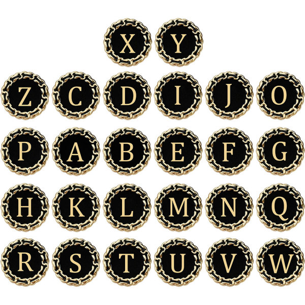 20MM Metallic gold 26 letters fit 20mm snap jewelry