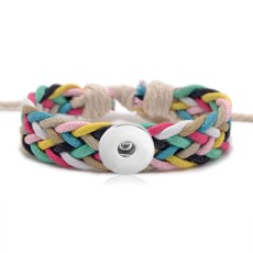 Hand Braided Strap Rainbow Bracelet fit18&20MM  snaps jewelry