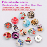 custom Silver background 15MM  20MM 25MM Painted metal snap buttons Customer customization Customize your pattern