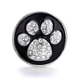 paw 20MM  design Rhinestone  Metal snap buttons