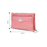 Soft Leather Lychee Pattern Small Square Bag Clutch Diagonal Bag fit 18mm snap button jewelry