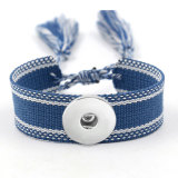 Ribbon Bracelet DIY Embroidered Tassel Wristband fit18&20MM  snaps jewelry