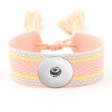 Ribbon Bracelet DIY Embroidered Tassel Wristband fit18&20MM  snaps jewelry