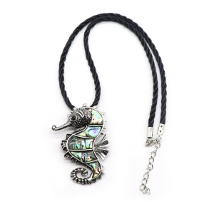 Abalone Seahorse Brooch Pendant Alloy Inlaid Shell Necklace