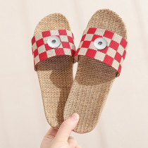 linen slippers non-slip summer home mute fit18&20MM  snaps jewelry