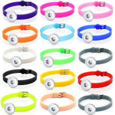 Multicolor adjustable silicone bracelet Elasticity fit 18-20mm snaps