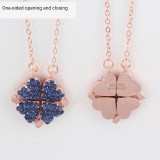 Variety Clover Necklace Love Combination Folding Pendant Rose Gold Clavicle Chain Full Diamond Necklace