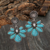Boho Flower Drop Turquoise Earrings