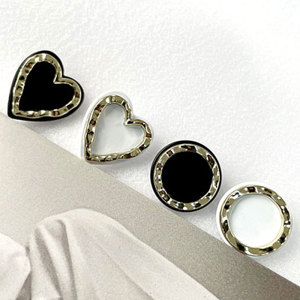 20MM  Heart Shaped Metal Painted Button Heart Decorative Button Round Button silver  snap buttons