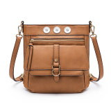 Solid color multifunctional one-shoulder messenger women's fashion vertical small square bag fit 18mm snap button jewelry
