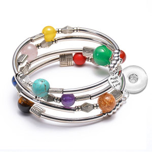 Spiral Multilayer Braided Jewelry Bracelet Yogi Chakra Bracelet fit18&20MM  snaps jewelry