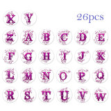 20MM Alphabet snap button 26 words glass  interchangable snaps jewelry Purple