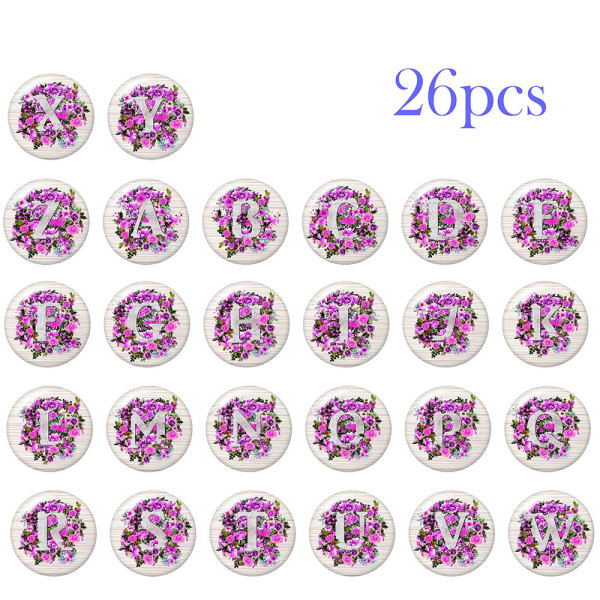 20MM Alphabet snap button Flower 26 words glass  interchangable snaps jewelry