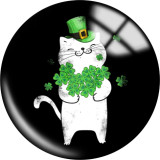 20MM Clover Cat happy easter glass snaps buttons