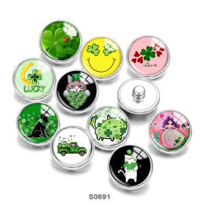 20MM Clover Cat happy easter glass snaps buttons