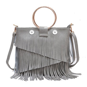 Irregular tassel bag iron handbag one shoulder diagonal women's bag fit 18mm snap button jewelry