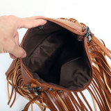 studded soft leather tassel bag shoulder cross bag fit 18mm snap button jewelry