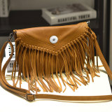 Lace-Up Casual Envelope Fringe Bag fit 18mm snap button jewelry