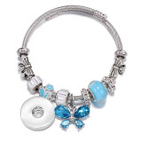 Butterfly flower pendant bracelet diy handmade combination butterfly stainless steel bracelet adjustable fit 18mm snap button jewelry